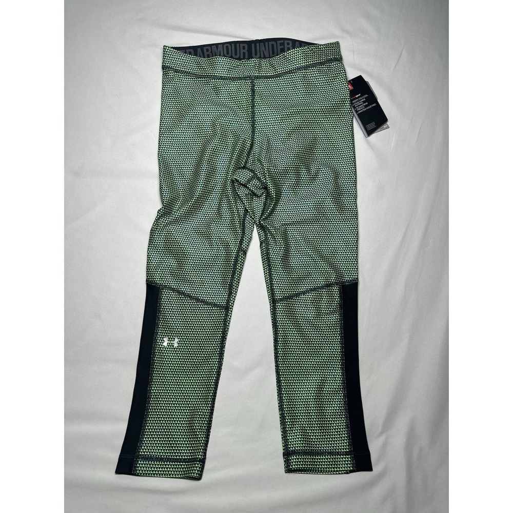 Under Armour NWT Womens Compression Heatgear Capri Leggings M Green Black Active